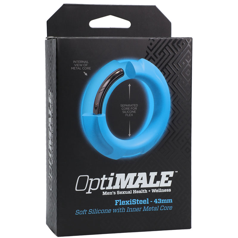 OptiMALE FlexiSteel Cock Ring - Blue 43mm